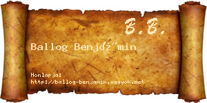 Ballog Benjámin névjegykártya